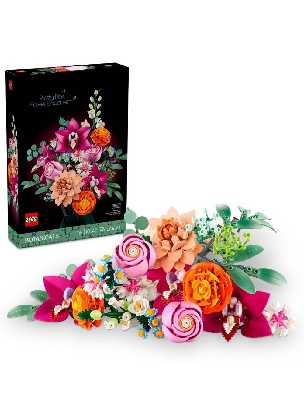 LEGO Botanicals Pretty Pink Flower Bouquet for Home Decor 10342